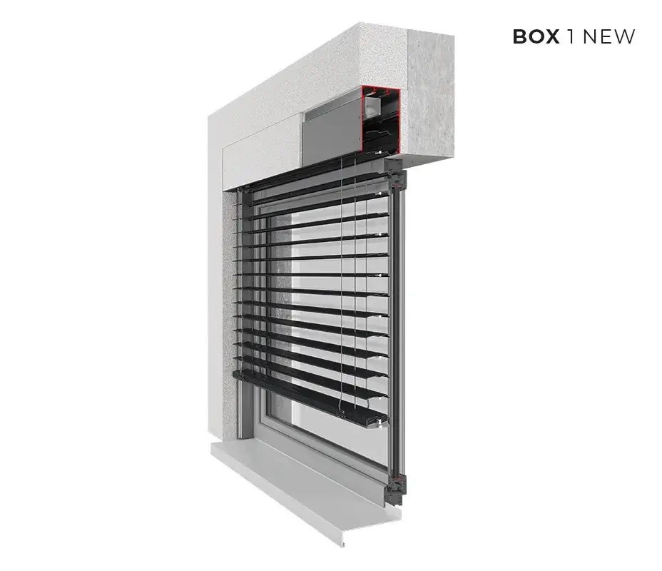 Aluprof SkyFlow BOX external venetian blinds — manufacturer’s render