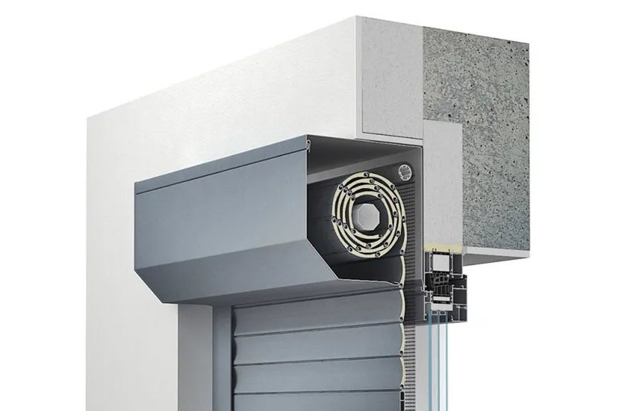 Aluprof SK/SKE/SKP roller shutter: surface-mounted box on a window, manufacturer render