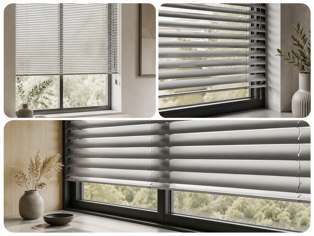 Aluminium venetian blinds and roller blinds in a flat