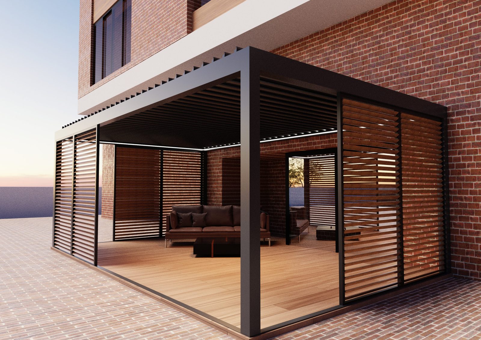 WIN PANELS sliding shutters with rotating louvres — render